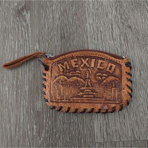 Vintage Tooled Handmade Monterrey, Mexico Leather Coin Pouch